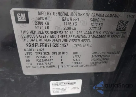 2017 Chevrolet Equinox Lt z USA, uszkodzony, nr VIN 2GNFLFEK7H6254457